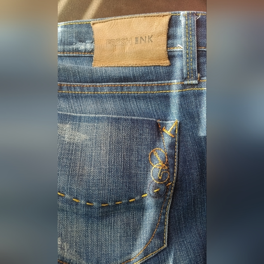 Fresh Ink Blue Jeans Women's 30 Kami Slim Bootcut Distressed Denim Pants - Picture 9 of 13